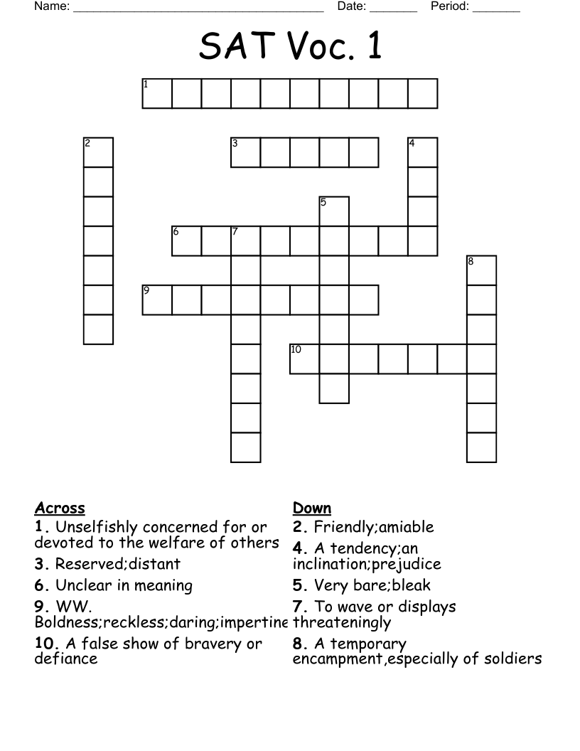SAT Voc. 1 Crossword
