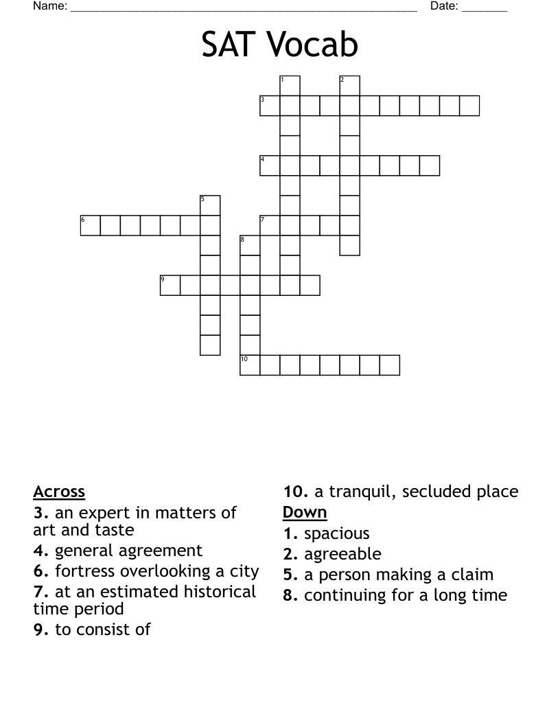 SAT Vocab Crossword