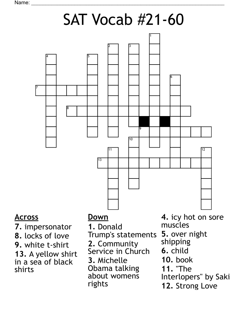 SAT Vocab #21-60 Crossword