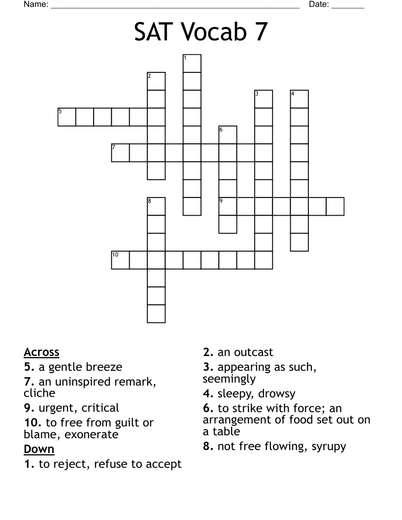 SAT Vocab 7 Crossword
