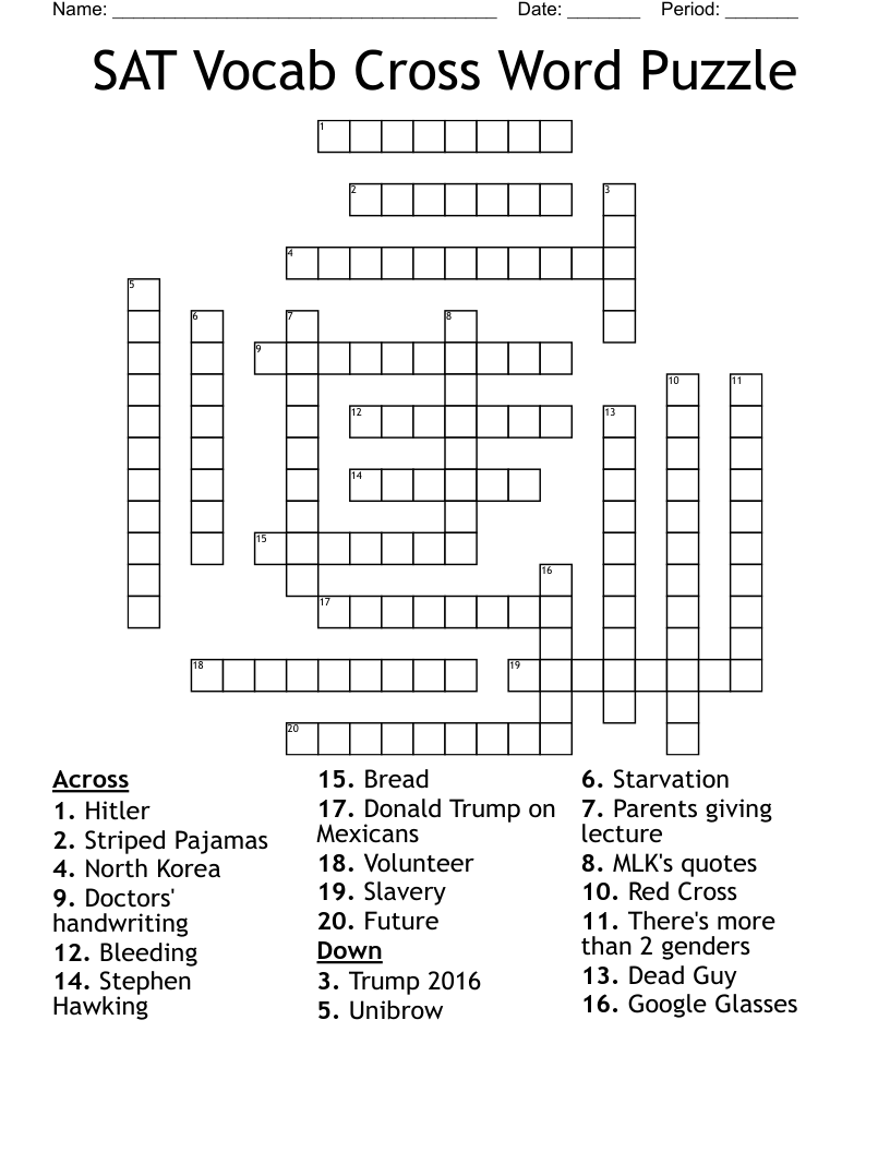 SAT Vocab Cross Word Puzzle