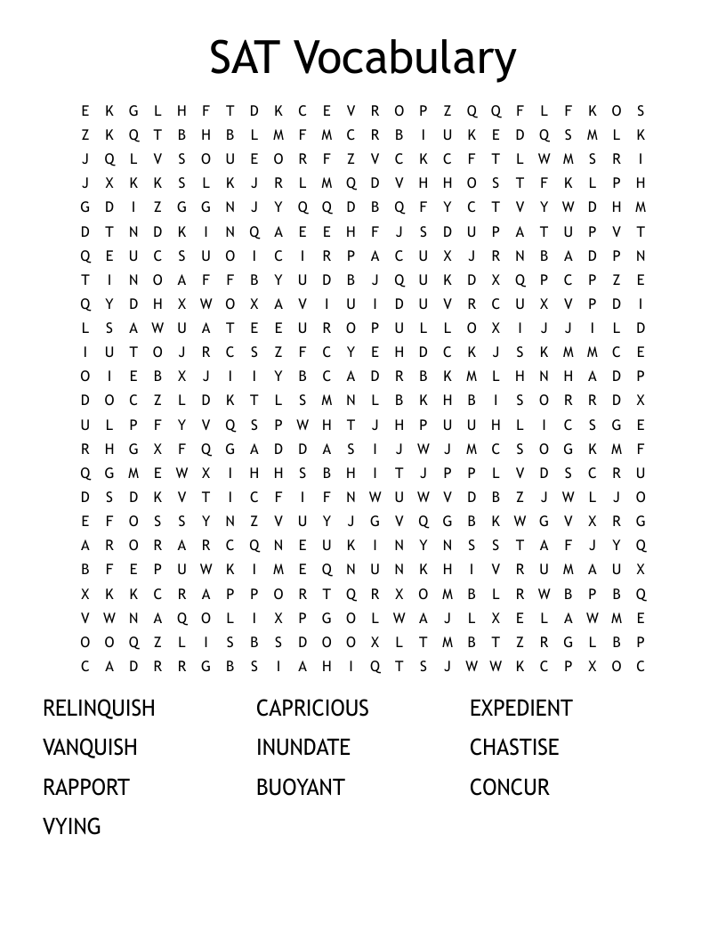SAT Vocabulary Word Search