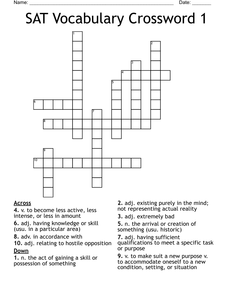 SAT Vocabulary Crossword 1