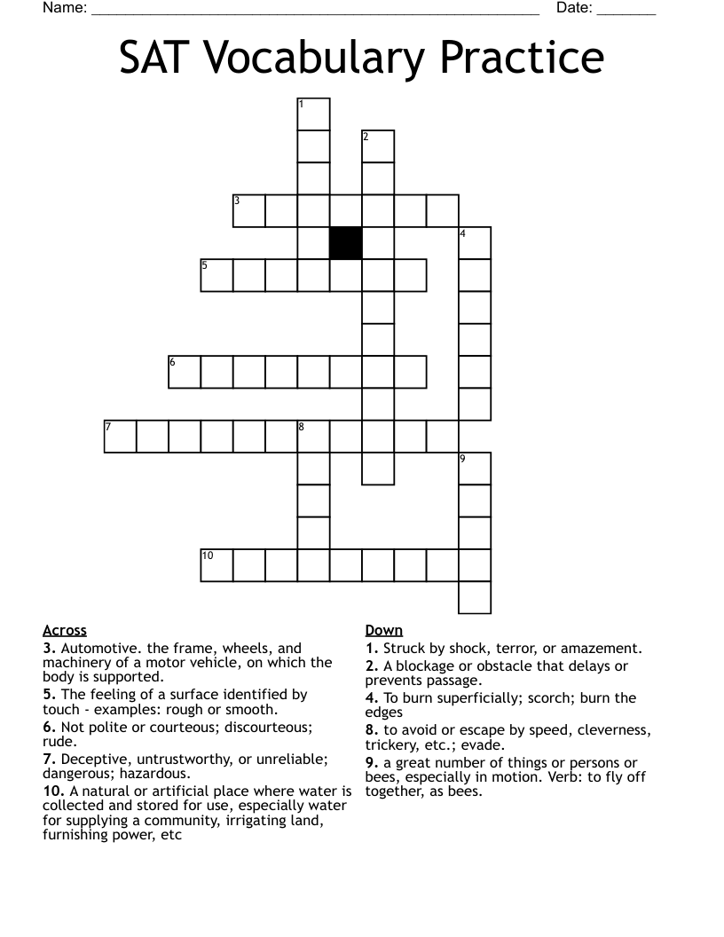 SAT Vocabulary Practice Crossword