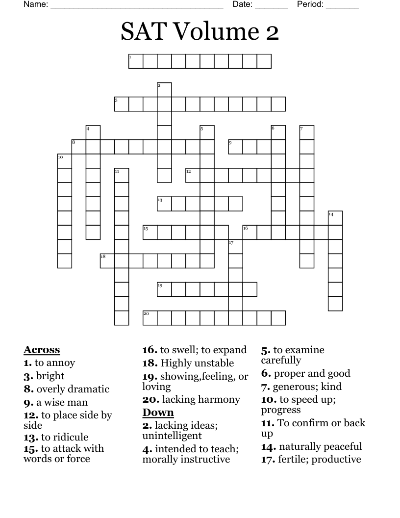 SAT Volume 2 Crossword