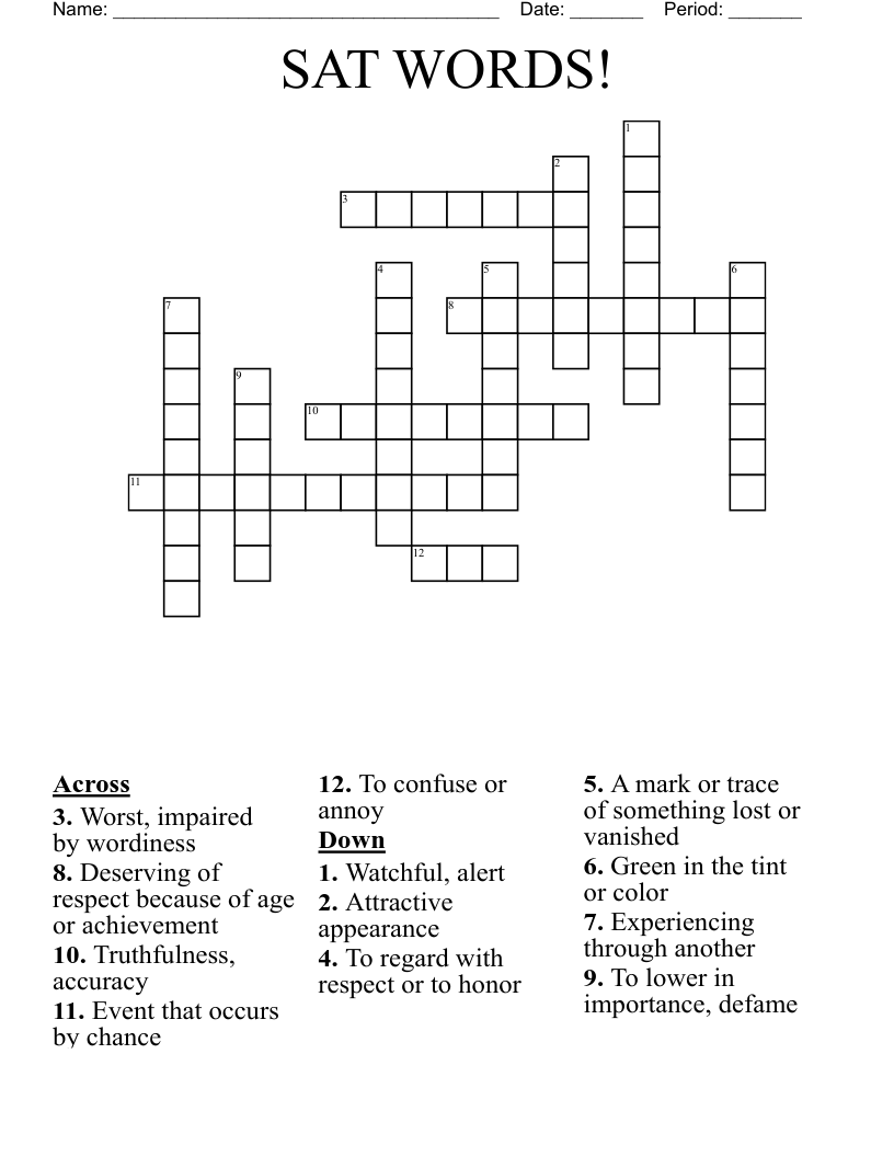 SAT WORDS! Crossword