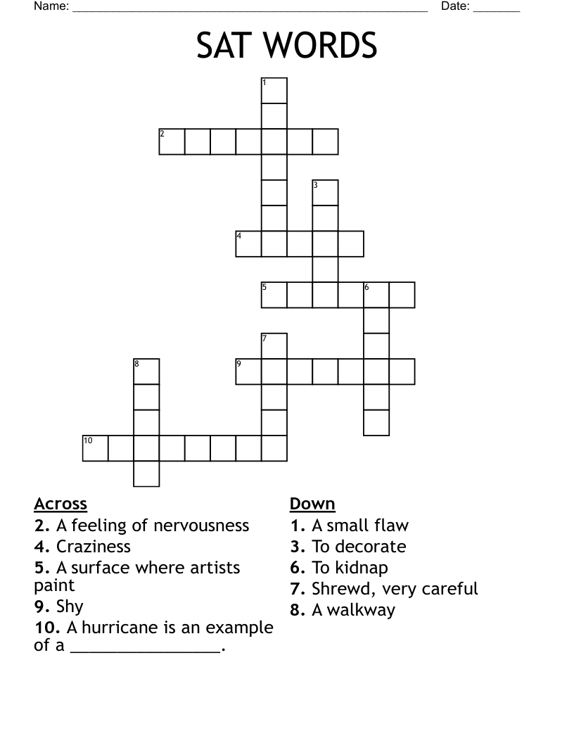 SAT WORDS Crossword