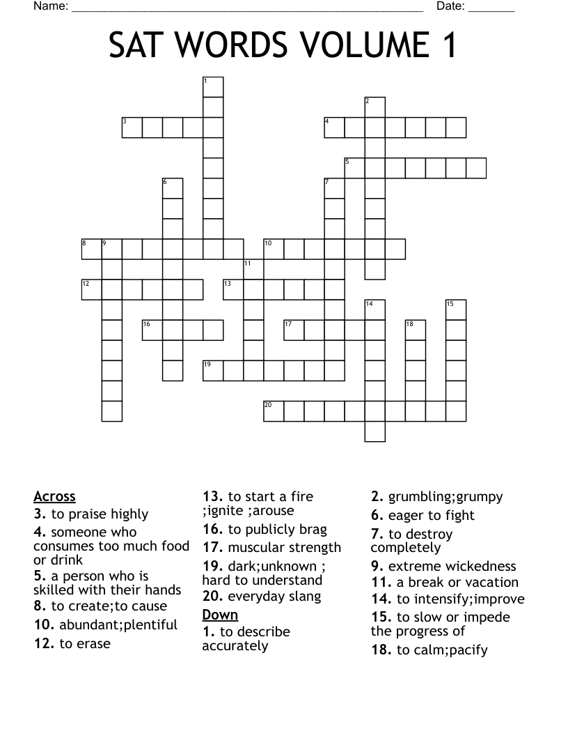 SAT WORDS VOLUME 1  Crossword
