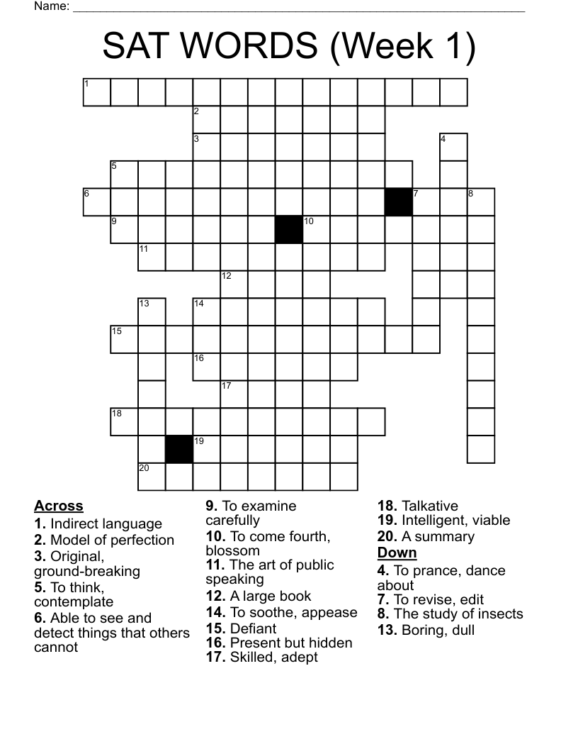 SAT WORDS (Week 1) Crossword