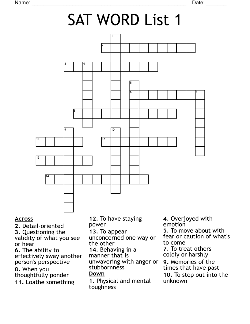 SAT WORD List 1  Crossword