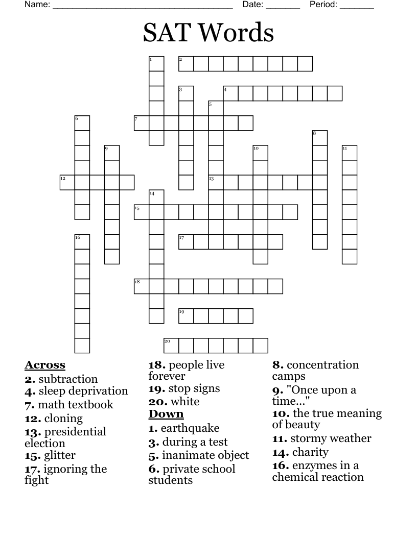 SAT Words Crossword