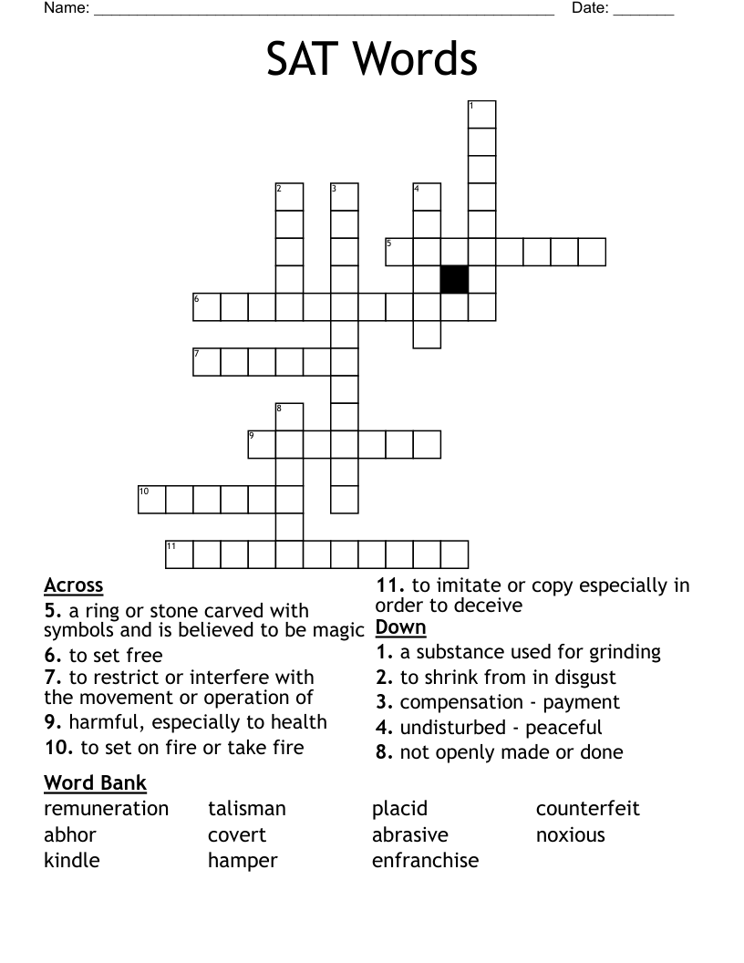 SAT Words Crossword