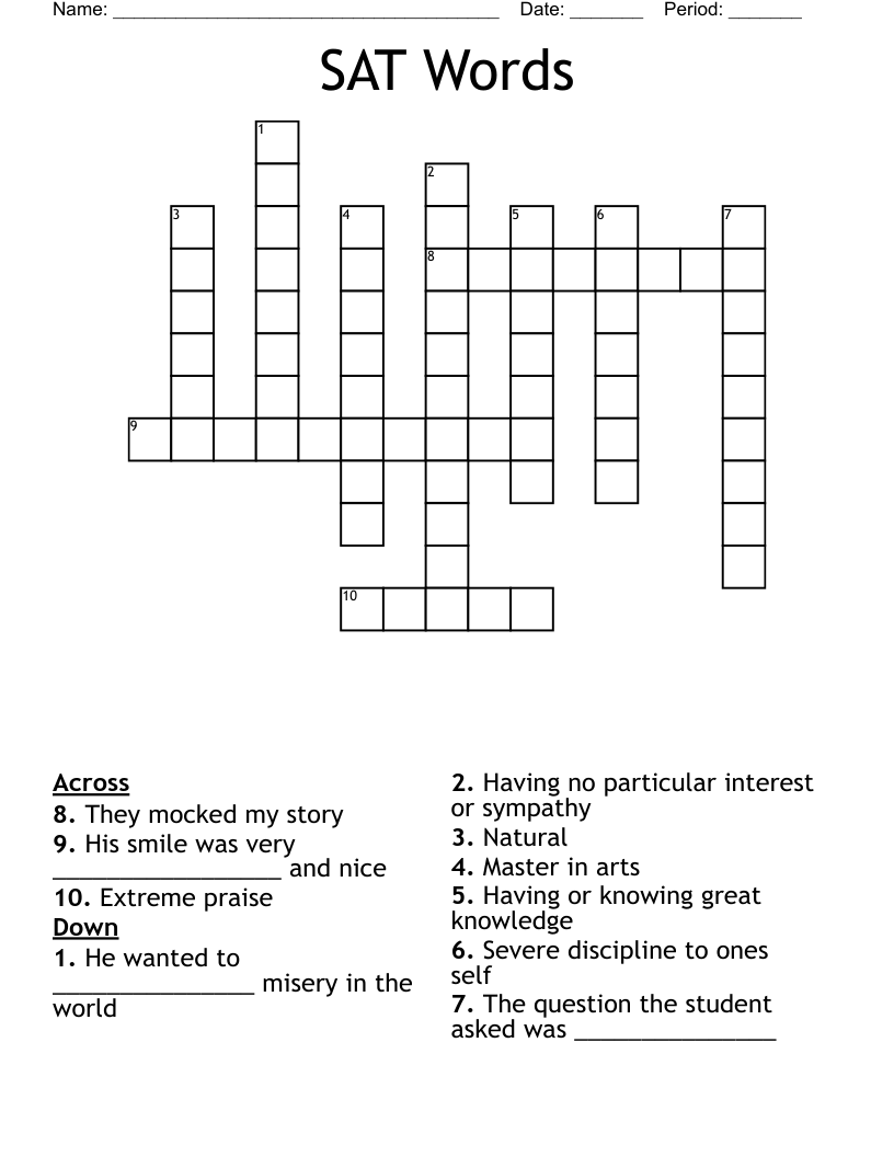 SAT Words Crossword