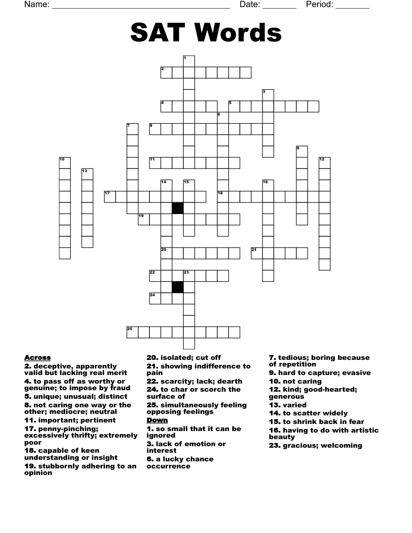 SAT Words Crossword