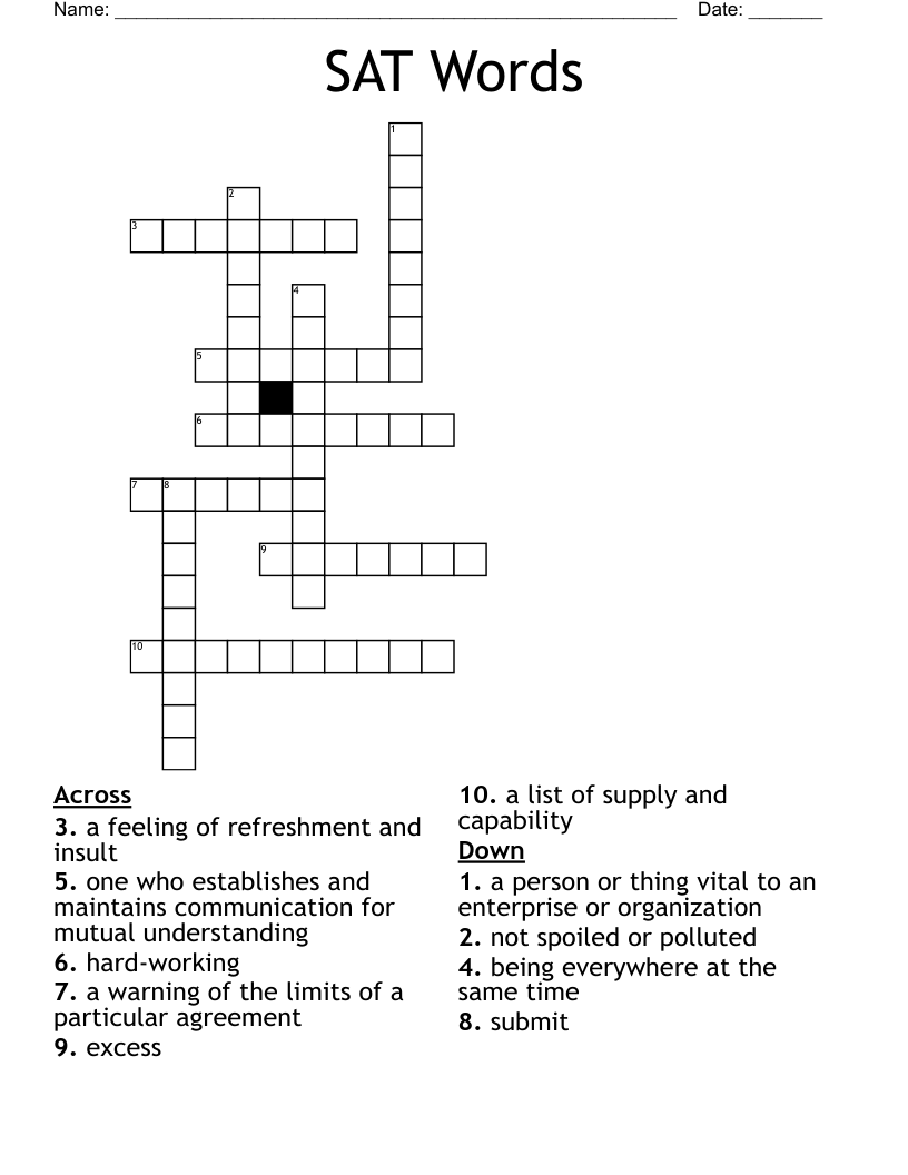 SAT Words Crossword
