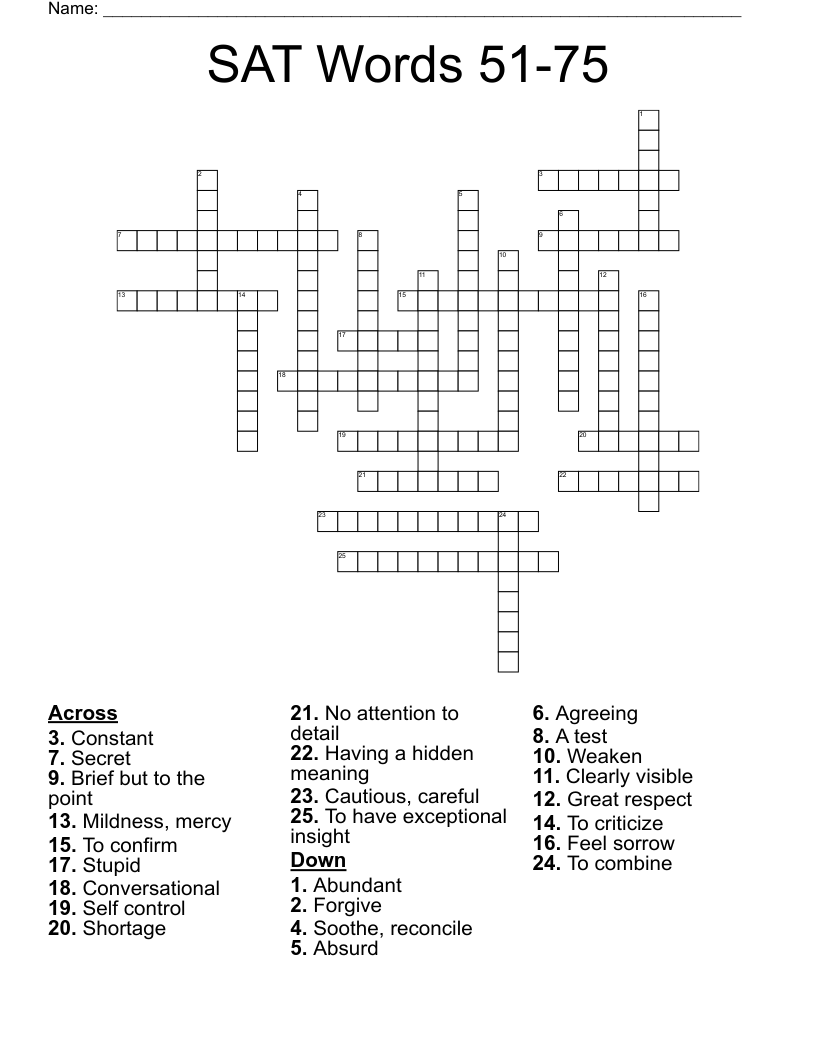 SAT Words 51-75 Crossword
