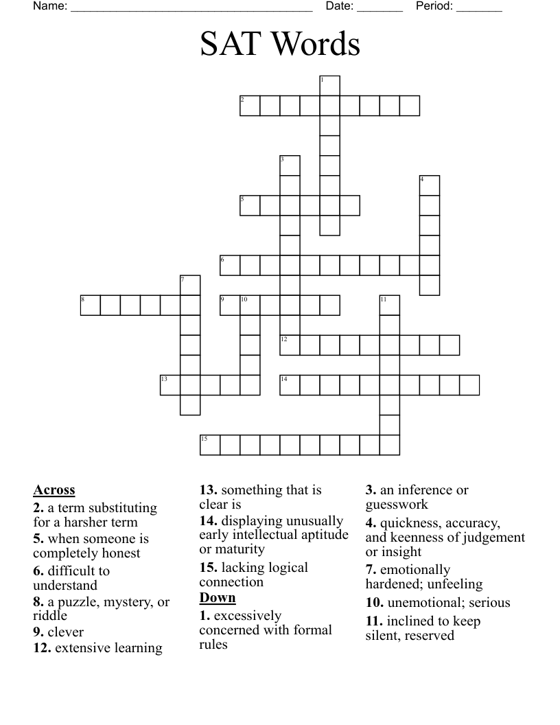 SAT Words Crossword