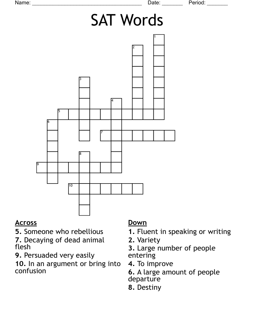 SAT Words Crossword