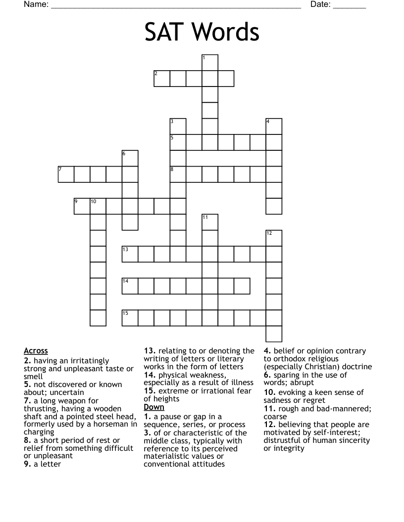 SAT Words Crossword