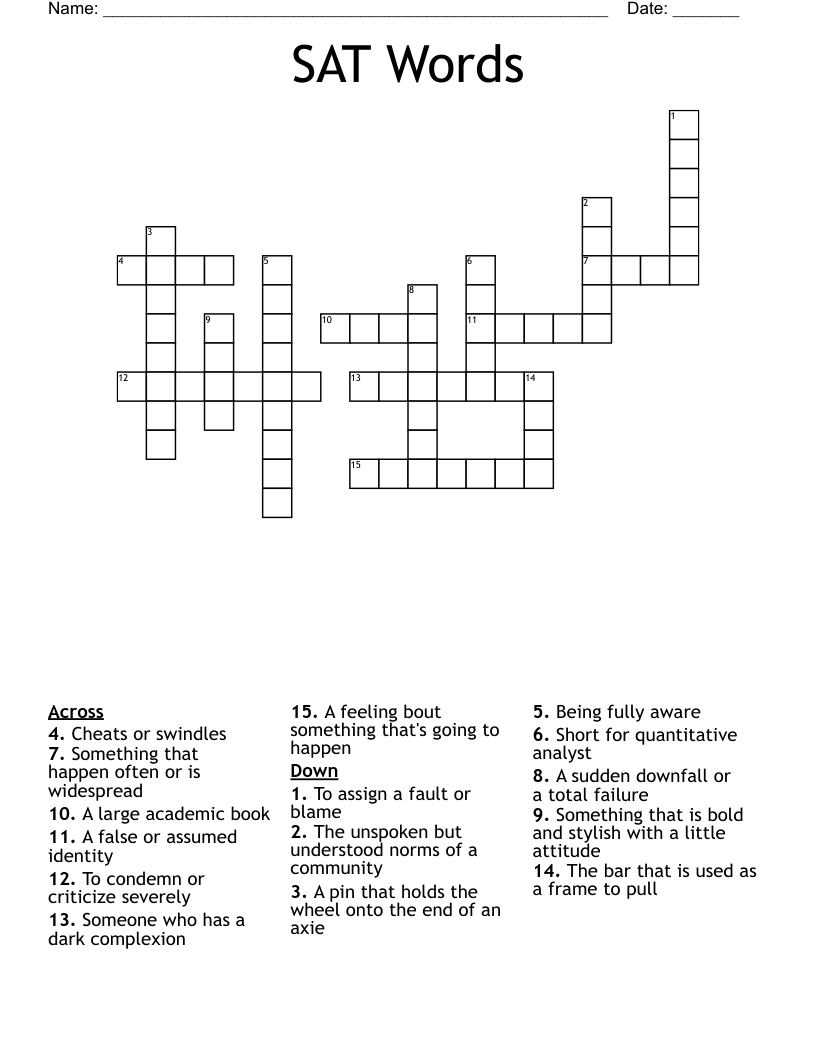 SAT Words Crossword