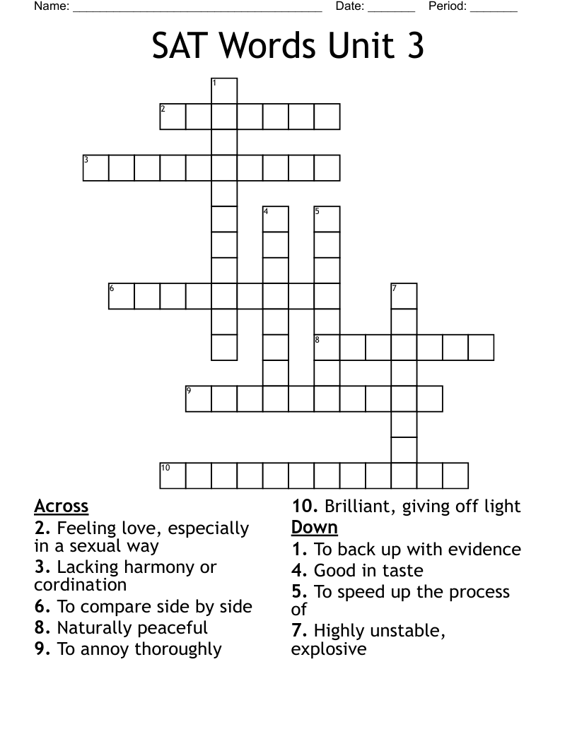 SAT Words Unit 3 Crossword