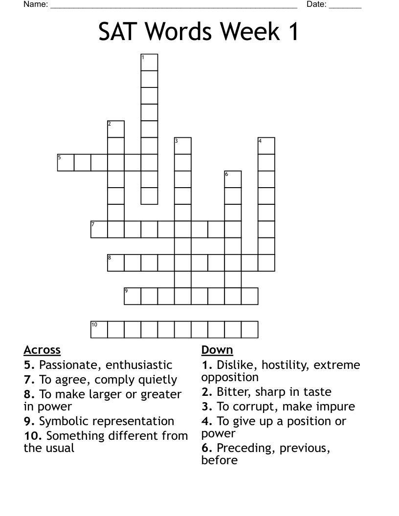 SAT Words Week 1 Crossword