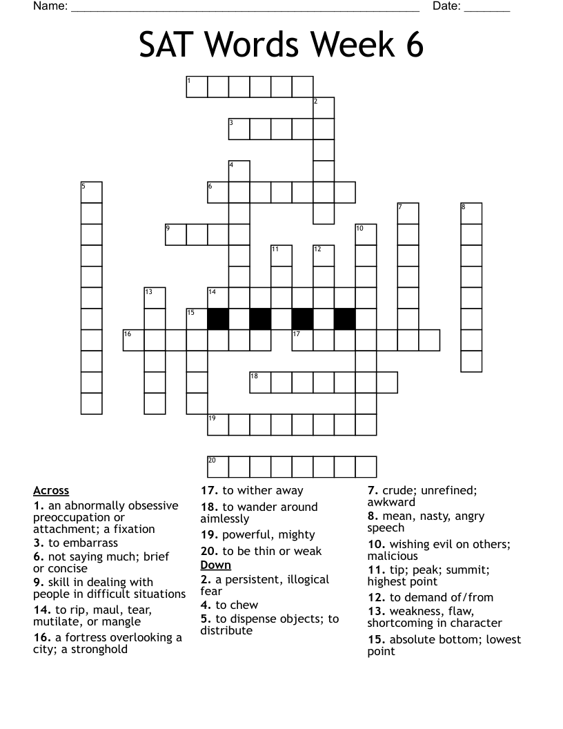 SAT Words Week 6 Crossword