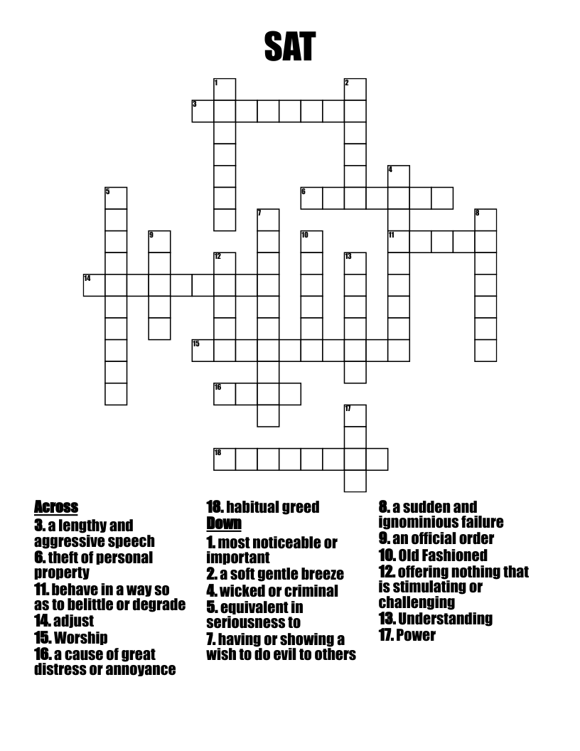 SAT  Crossword