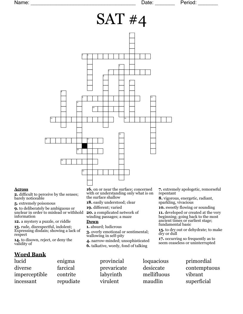 SAT  #4 Crossword
