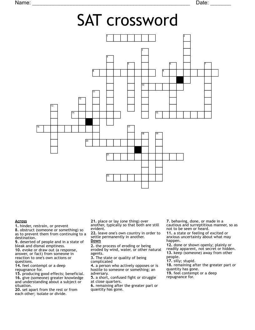 SAT crossword 