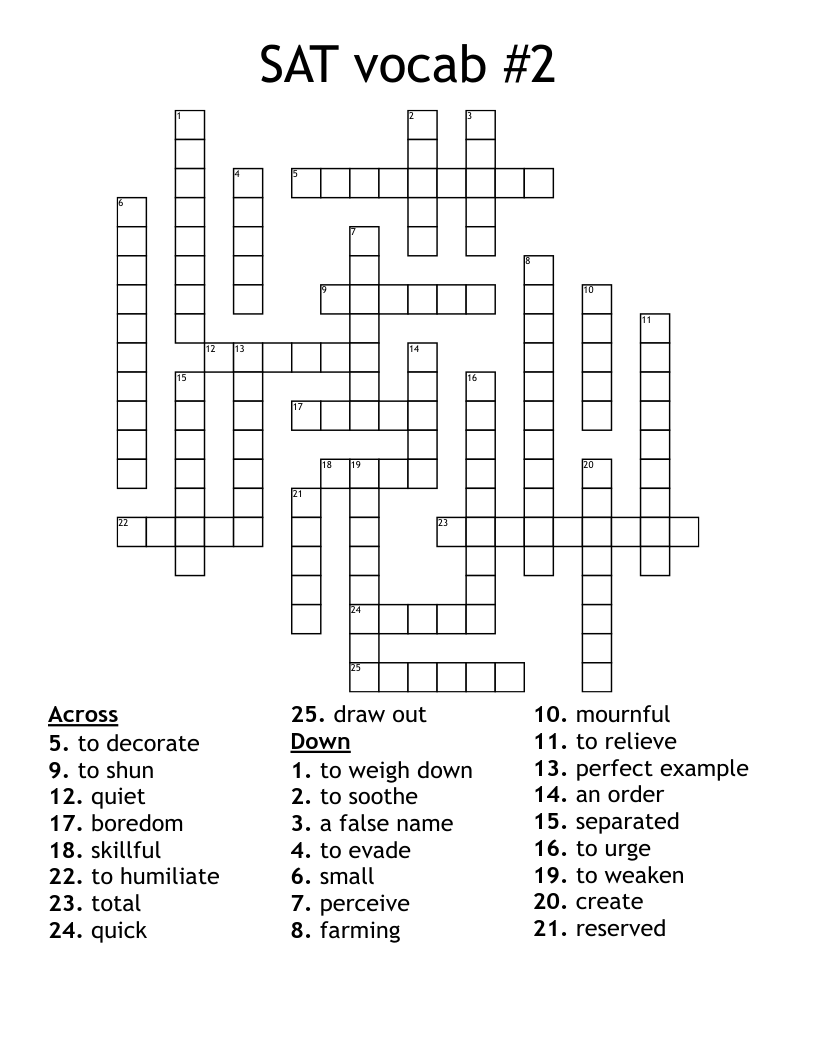 SAT vocab #2 Crossword