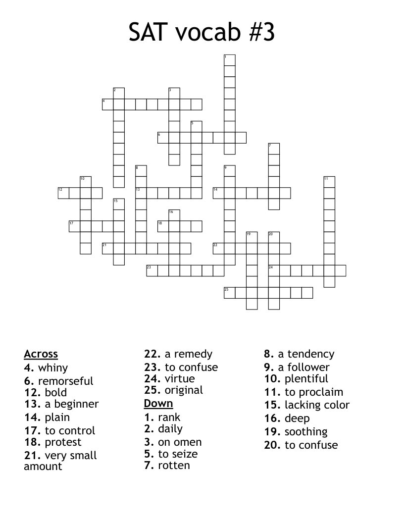 SAT vocab #3 Crossword