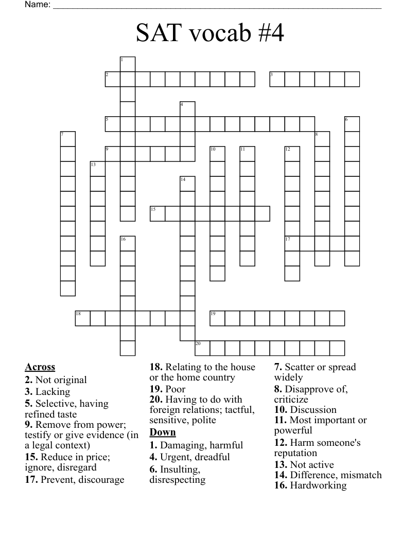 SAT vocab #4 Crossword