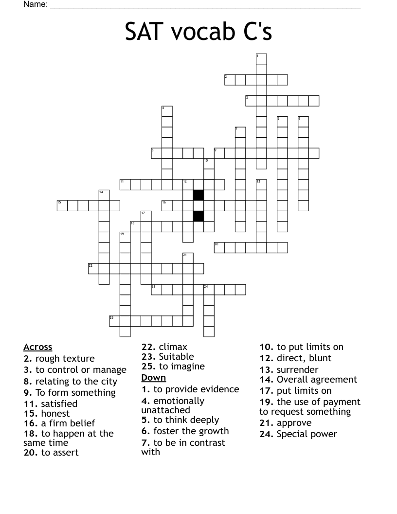 SAT vocab C's Crossword