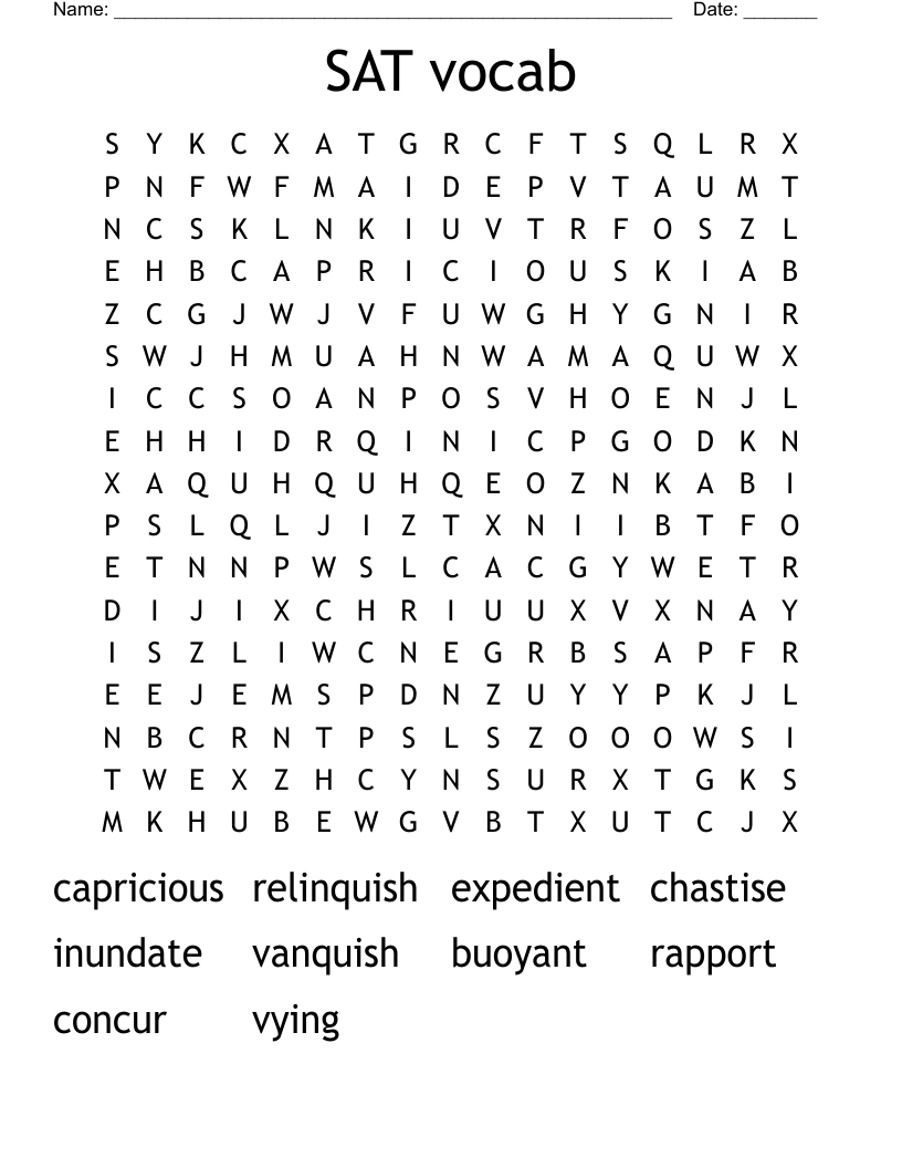 SAT vocab  Word Search