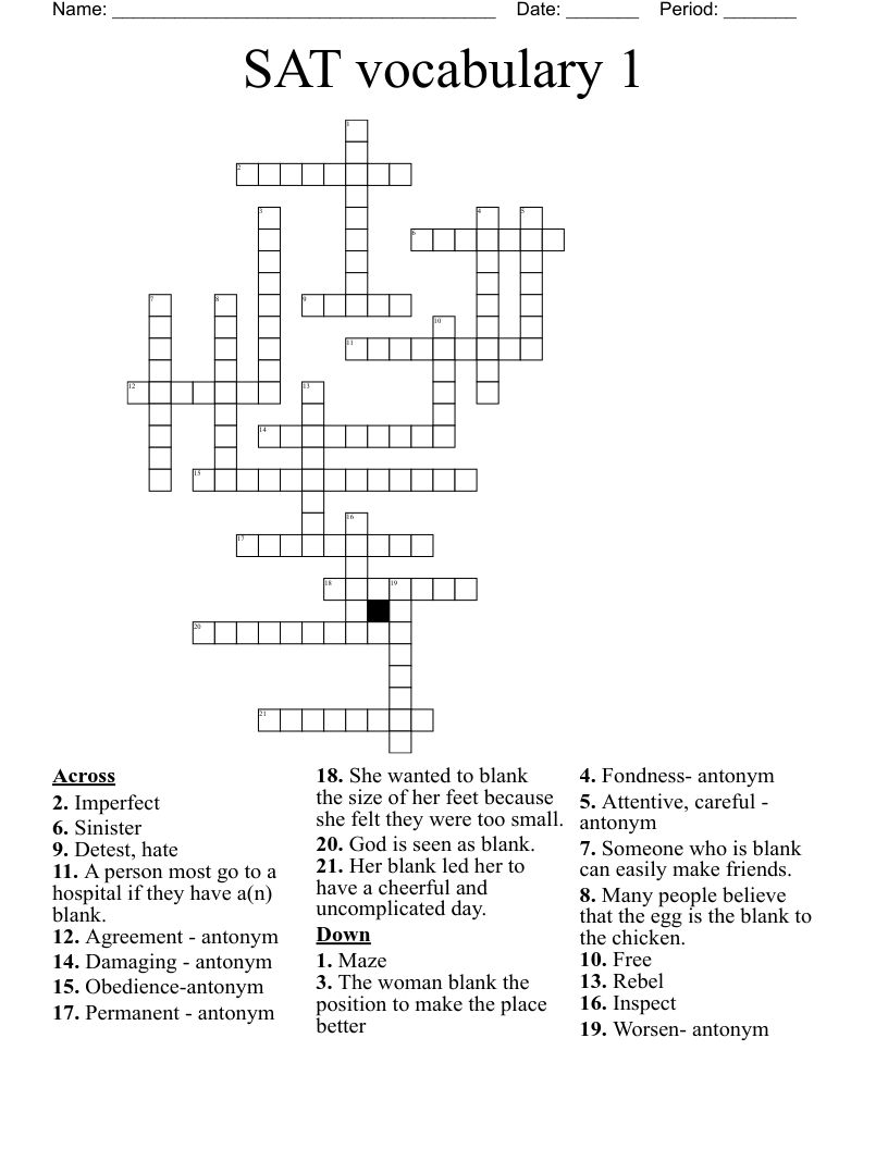 SAT vocabulary 1 Crossword
