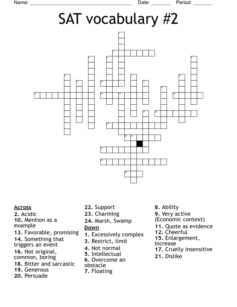 SAT vocabulary #2 Crossword