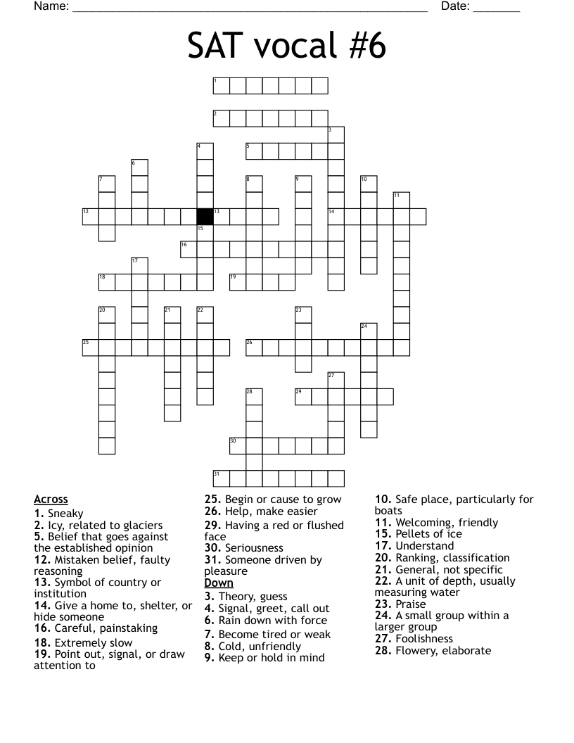 SAT vocal #6 Crossword