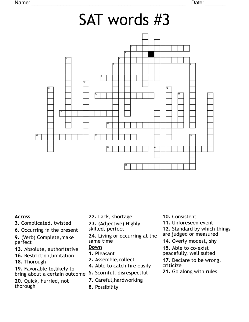 SAT words #3 Crossword