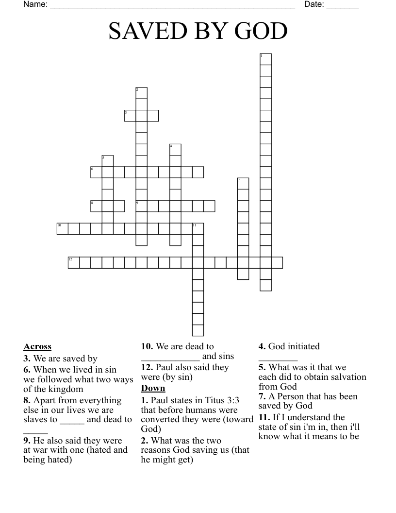 SAVED BY GOD Crossword