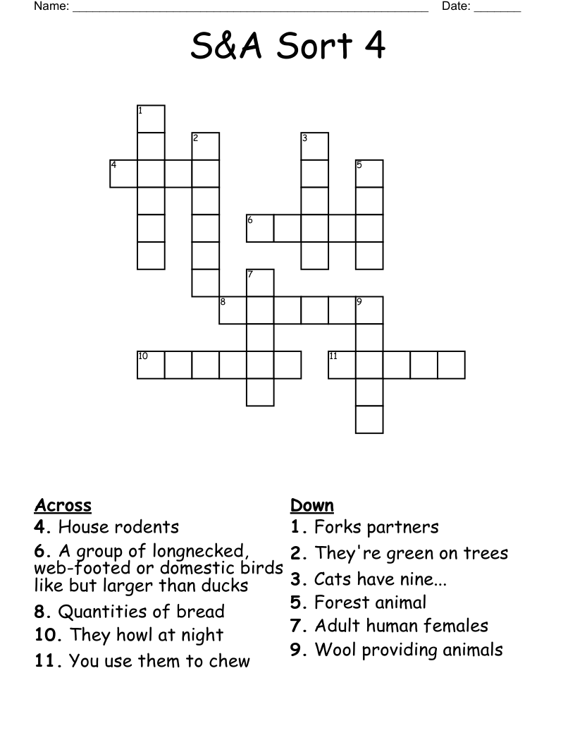 S&A Sort 4 Crossword