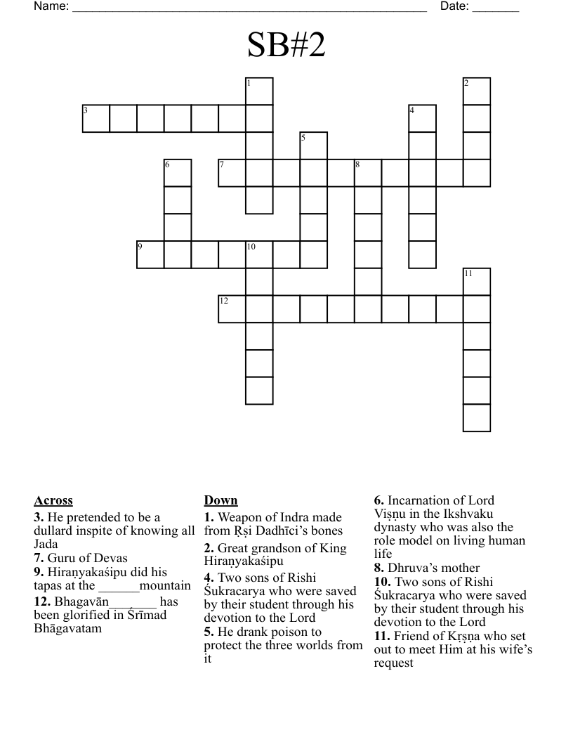 SB#2 Crossword