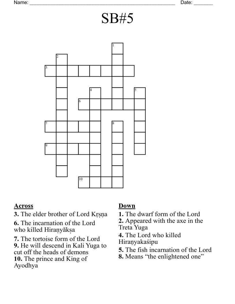 SB#5 Crossword