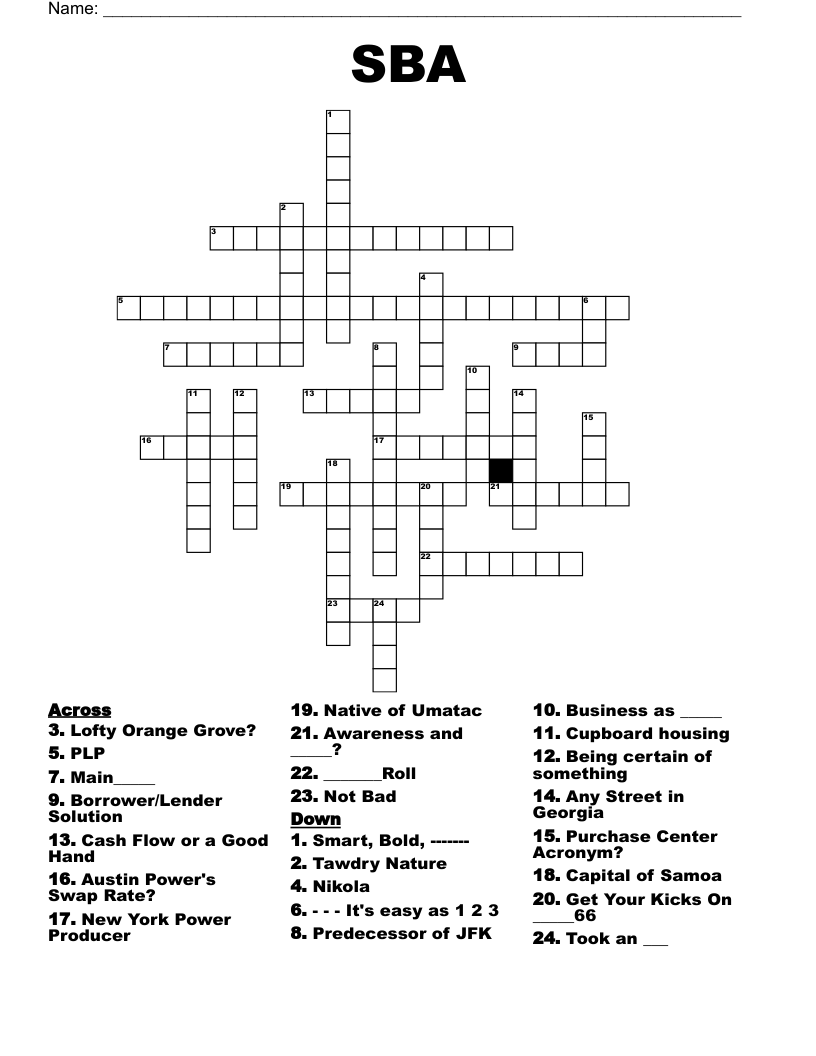 SBA Crossword