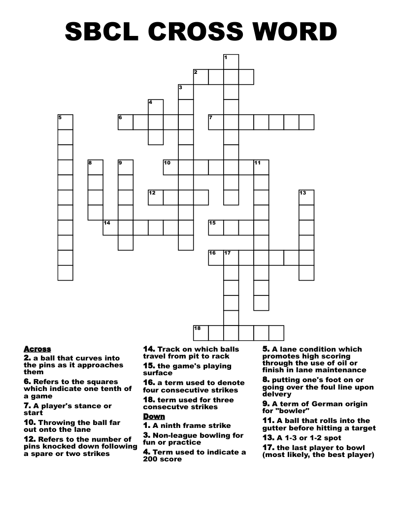 SBCL CROSS WORD 