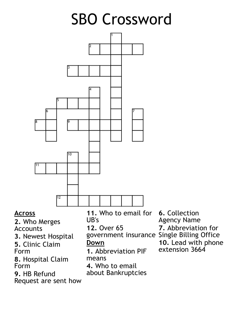 SBO Crossword