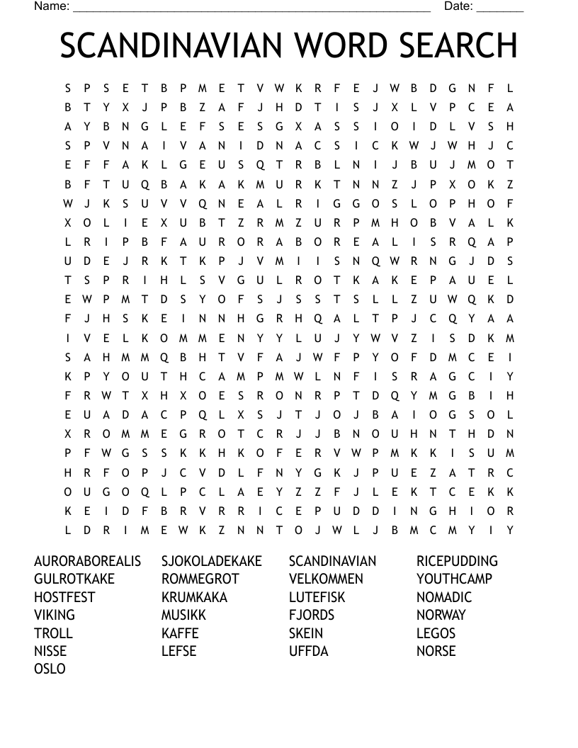 SCANDINAVIAN WORD SEARCH