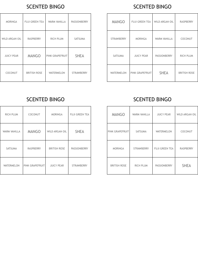 SCENTED BINGO