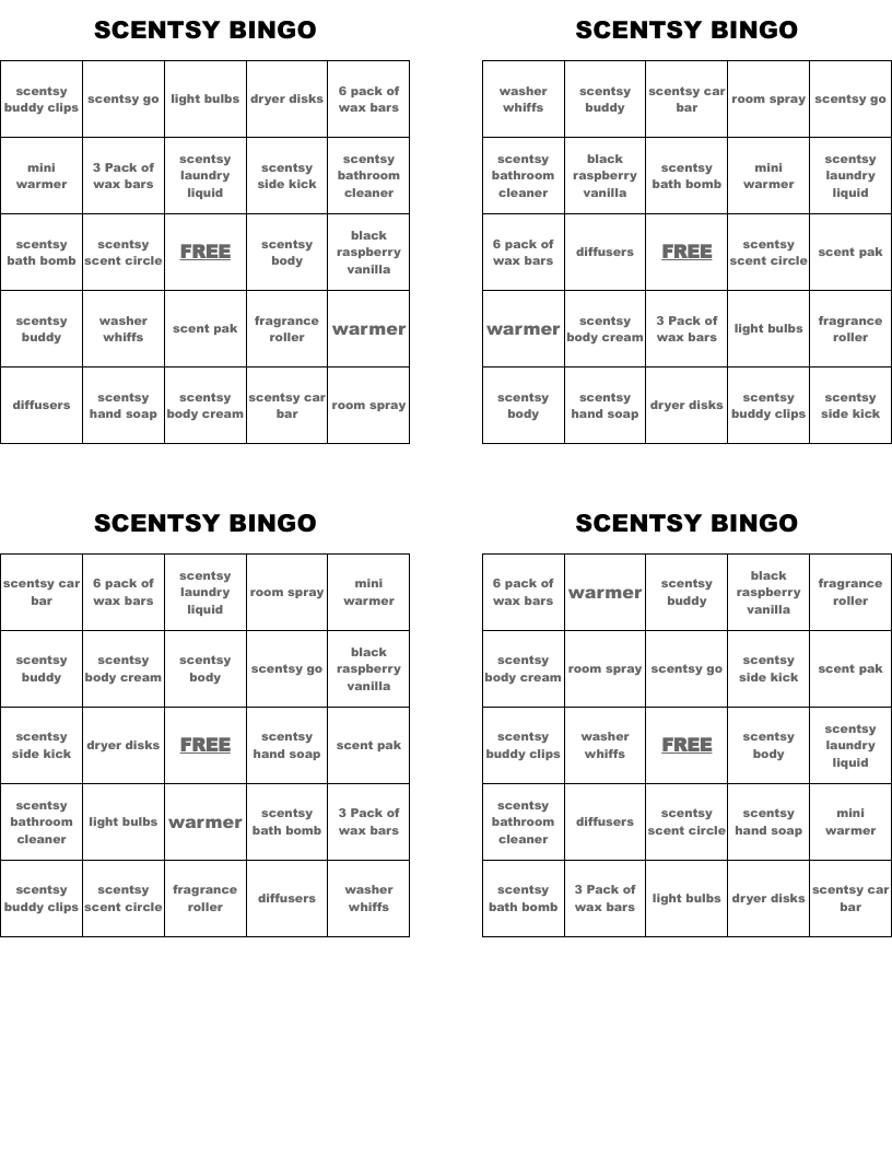 SCENTSY BINGO