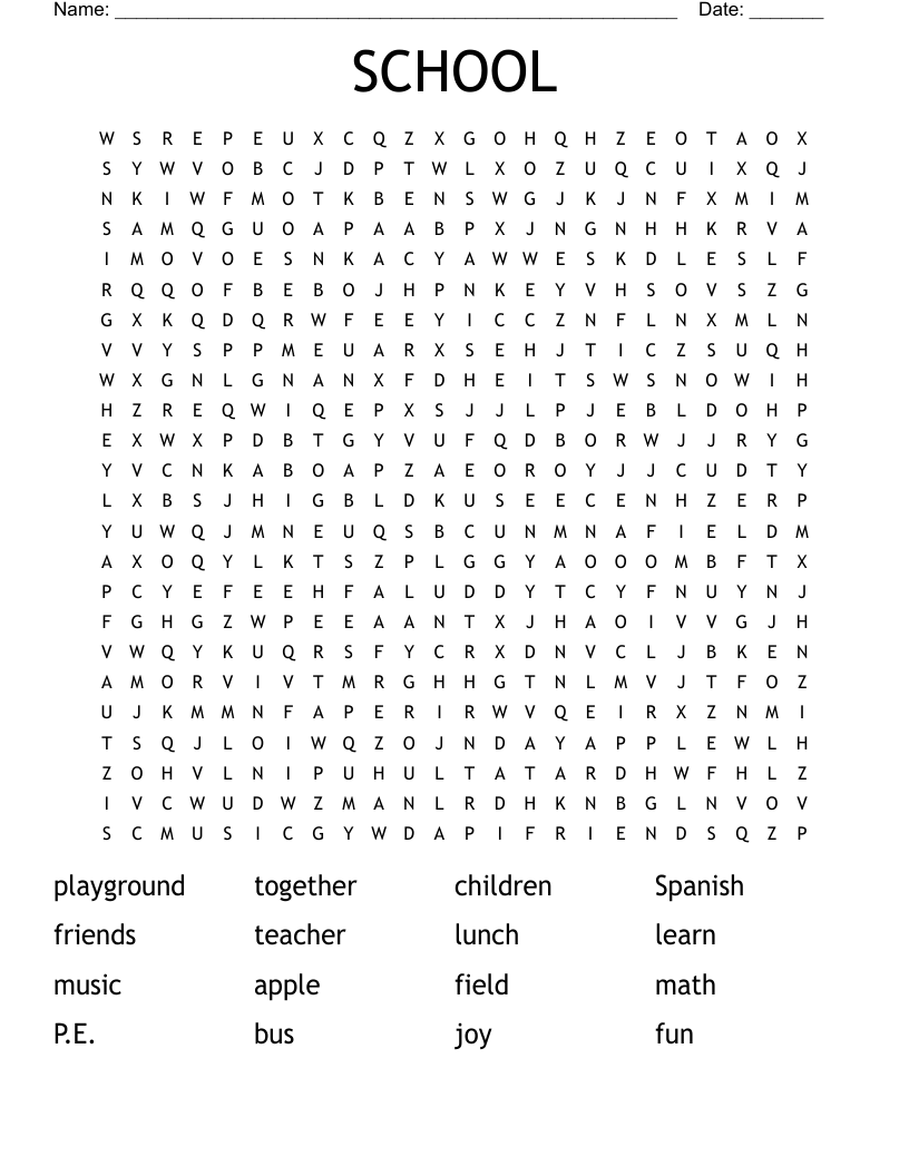 SCHOOL Word Search